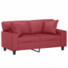 2-Sitzer-Sofa mit Zierkissen Weinrot 120 cm Kunstleder