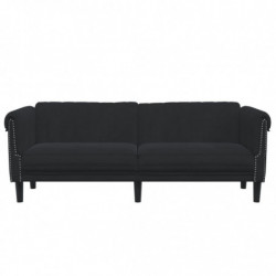 Sofa 3-Sitzer Schwarz Samt