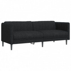 Sofa 3-Sitzer Schwarz Stoff