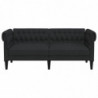 Chesterfield-Sofa 2-Sitzer Schwarz Stoff