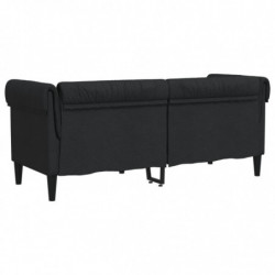 Chesterfield-Sofa 2-Sitzer Schwarz Stoff