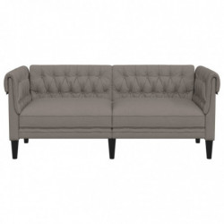 Chesterfield-Sofa 2-Sitzer Taupe Stoff