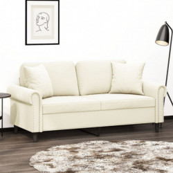 2-Sitzer-Sofa mit Zierkissen Creme 140 cm Samt