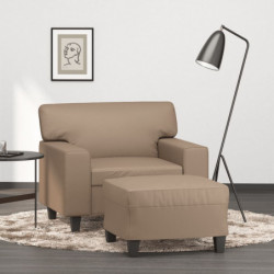 Sessel mit Hocker Cappuccino-Braun 60 cm Kunstleder
