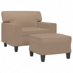 Sessel mit Hocker Cappuccino-Braun 60 cm Kunstleder