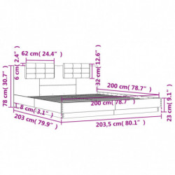 Bettgestell mit Kopfteil Braun Eichen-Optik 200x200 cm