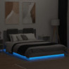 Bettgestell mit Kopfteil und LED-Leuchten Grau Sonoma 150x200cm