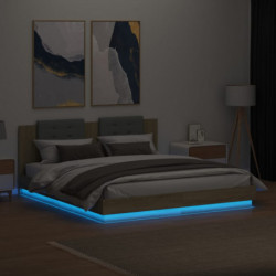 Bettgestell mit Kopfteil & LED-Leuchten Sonoma-Eiche 160x200 cm