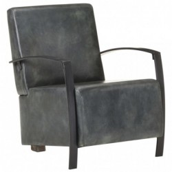 Sessel Distressed Grau Echtleder