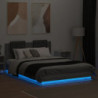 Bettgestell mit Kopfteil und LED-Leuchten Grau Sonoma 140x200cm