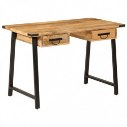 Schreibtisch mit Schubladen 105x55x70 cm Massivholz Mango Eisen