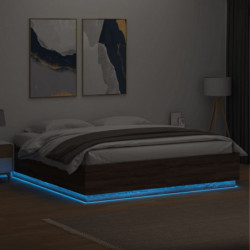 Bettgestell mit LED Braun Eichen-Optik 180x200 cm Holzwerkstoff