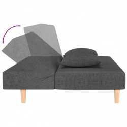 Schlafsofa 2-Sitzer mit 2 Kissen Dunkelgrau Stoff