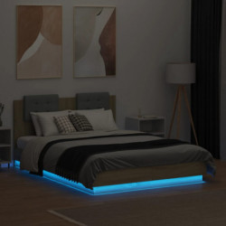 Bettgestell mit Kopfteil & LED-Leuchten Sonoma-Eiche 140x190cm