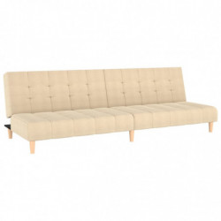 Schlafsofa 2-Sitzer Creme Stoff