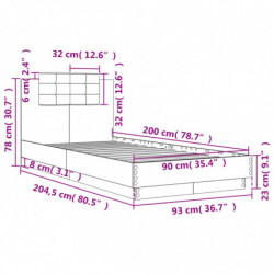 Bettgestell mit Kopfteil Grau Sonoma 90x200 cm Holzwerkstoff