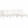 Gartensofa 3-Sitzer mit Hocker Weiß Massivholz Kiefer