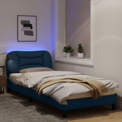 Bettgestell mit LED Blau 90x200 cm Stoff