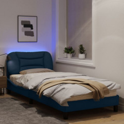 Bettgestell mit LED Blau 90x190 cm Stoff
