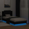 Bettgestell mit Kopfteil und LED-Leuchten Schwarz 90x200 cm