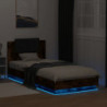 Bettgestell mit Kopfteil & LED-Leuchten Räuchereiche 100x200 cm