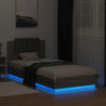 Bettgestell mit Kopfteil und LED-Leuchten Grau Sonoma 90x200 cm