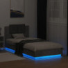 Bettgestell mit Kopfteil und LED-Leuchten Betongrau 100x200 cm