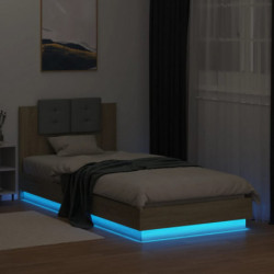Bettgestell mit Kopfteil & LED-Leuchten Sonoma-Eiche 100x200 cm