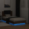 Bettgestell mit Kopfteil und LED-Leuchten Braun Eiche 90x190 cm