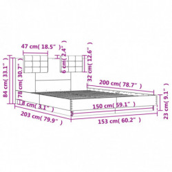 Bettgestell mit Kopfteil Braun Eichen-Optik 150x200 cm