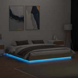 Bettgestell mit LED Sonoma-Eiche 200x200 cm