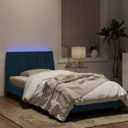 Bettgestell mit LED-Leuchten Blau 100x200 cm Samt