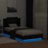 Bettgestell mit Kopfteil und LED-Leuchten Schwarz 75x190 cm