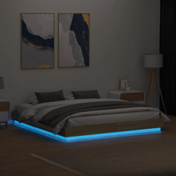 Bettgestell mit LED Sonoma-Eiche 180x200 cm