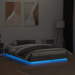Bettgestell mit LED Grau Sonoma-Eiche 140x190 cm