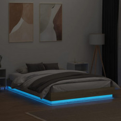 Bettgestell mit LED Sonoma-Eiche 150x200 cm