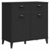 Sideboard VIKEN Schwarz 80x40x80 cm Massivholz Kiefer