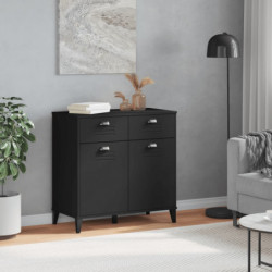 Sideboard VIKEN Schwarz 80x40x80 cm Massivholz Kiefer