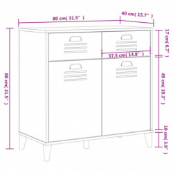 Sideboard VIKEN Schwarz 80x40x80 cm Massivholz Kiefer