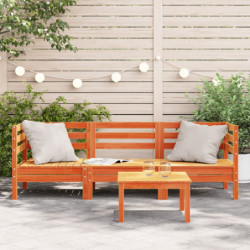 Gartensofa 3-Sitzer Wachsbraun Massivholz Kiefer