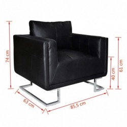 Würfel-Sessel mit verchromten Füßen Schwarz Kunstleder