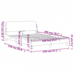 Bettgestell mit Kopfteil Hellgrau 140x200 cm Stoff