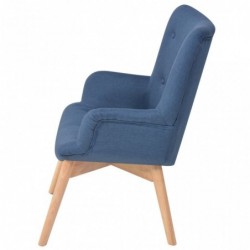 Sessel mit Fußhocker Blau Stoff