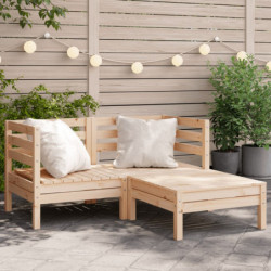 Gartensofa 2-Sitzer mit Hocker Massivholz Kiefer