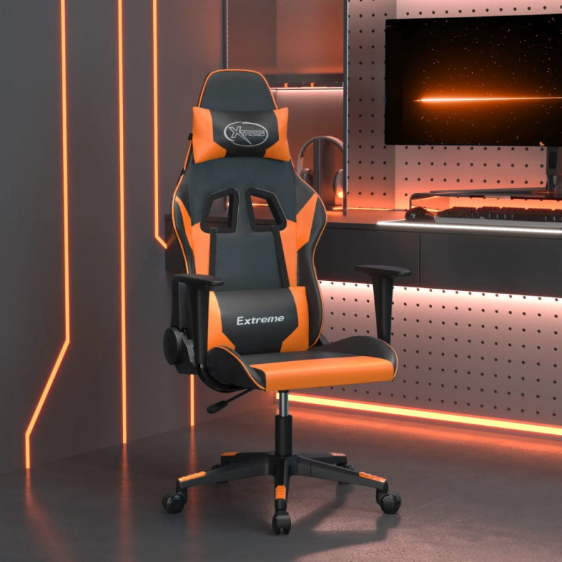 Gaming-Stuhl mit Massagefunktion Schwarz und Orange Kunstleder