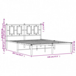 Bettgestell mit Kopfteil Metall Schwarz 140x200 cm