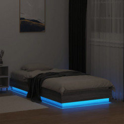 Bettgestell mit LED Grau Sonoma-Eiche 75x190 cm