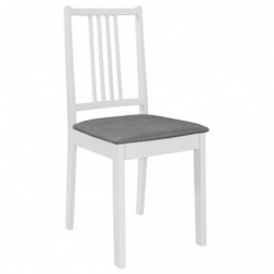 Esszimmerstühle mit Polstern 2 Stk. Weiß Massivholz