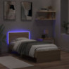 Bettgestell mit Kopfteil und LED-Leuchten Sonoma-Eiche 90x190cm