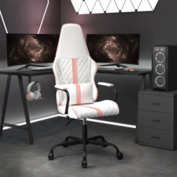 Gaming-Stuhl mit Massagefunktion Rosa und Weiß Kunstleder